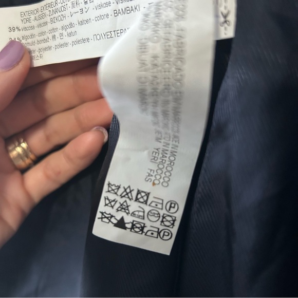 Zara Basics Trendy Blue and White Tweed Blazer with Pearl Trim Size XS - Picture 13 of 17